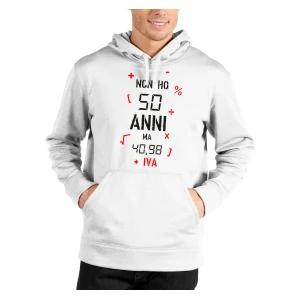 Felpa Compleanno 50 Anni Uomo Non ho 50 anni ma 40,98 + IVA Idea Regalo Compleanno Felpa con cappuccio