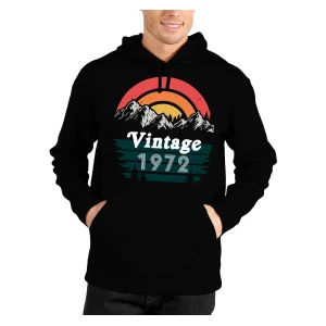 Felpa Compleanno 50 Anni Uomo Montagne Vintage Anno Personalizzabile Idea Regalo Compleanno Felpa con cappuccio