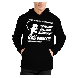 Felpa Batacchi Un milione se ci davo all'orango Loris Batacchi felpa con cappuccio film cult anni 80