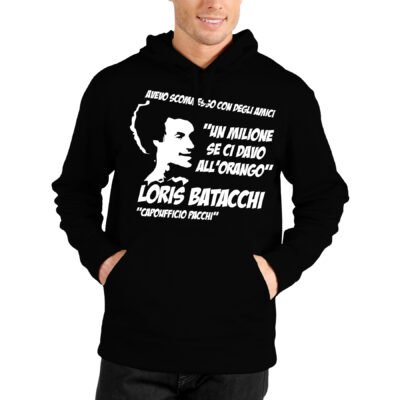 Felpa Batacchi Un milione se ci davo all'orango Loris Batacchi felpa con cappuccio film cult anni 80