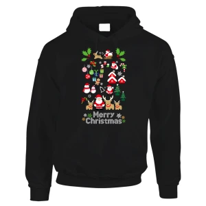 Felpa con cappuccio Natale Natalizia Merry Christmas - simboli natalizi - regalo di natale - felpa divertente - idea regalo nata