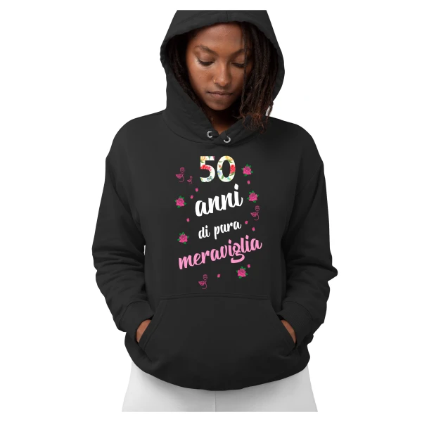 Felpa Compleanno 50 Anni Donna 50 anni di pura meraviglia Idea Regalo Compleanno Felpa con cappuccio