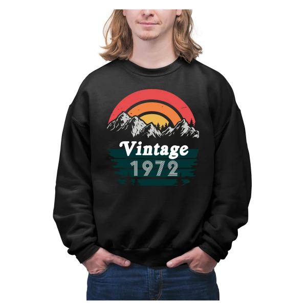 Felpa Compleanno 50 Anni Uomo Montagne Vintage Anno Personalizzabile Idea Regalo Compleanno Felpa Girocollo Unisex