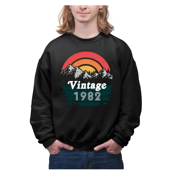 Felpa Compleanno 40 Anni Uomo Montagne Vintage Anno Personalizzabile Idea Regalo Compleanno Felpa Girocollo Unisex