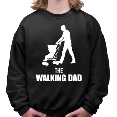 Felpa girocollo idea regalo per papà The Walking Dad con passeggino