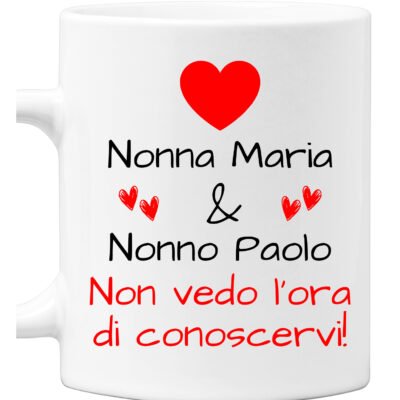 Tazza Nonno Nonna neonato PERSONALIZZABILE Non vedo l'ora di conoscervi Mug 11OZ