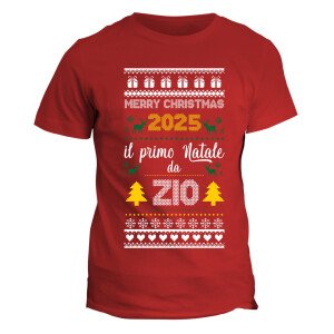 T-shirt maglietta Natale Natalizia 2025 il primo natale da zio - regalo di natale - maglietta divertente - idea regalo natale