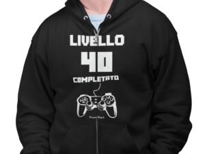 Felpa Compleanno 40 Anni Uomo Livello Completato Idea Regalo Compleanno Felpa zip e cappuccio