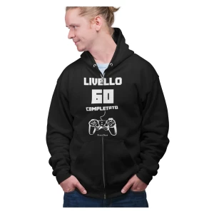 Felpa Compleanno 60 Anni Uomo Livello Completato Idea Regalo Compleanno Felpa zip e cappuccio