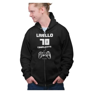 Felpa Compleanno 70 Anni Uomo Livello Completato Idea Regalo Compleanno Felpa zip e cappuccio