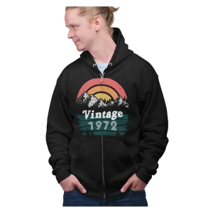 Felpa Compleanno 50 Anni Uomo Montagne Vintage Anno Personalizzabile Idea Regalo Compleanno Felpa zip e cappuccio