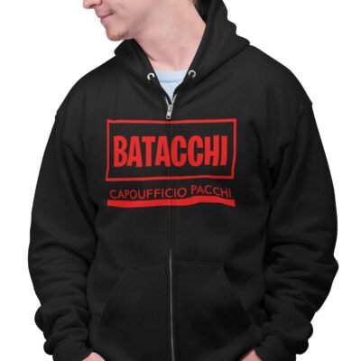 Felpa Batacchi Capoufficio pacchi Red felpa Zip e cappuccio film cult anni 80