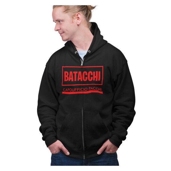 Felpa Batacchi Capoufficio pacchi Red felpa Zip e cappuccio film cult anni 80