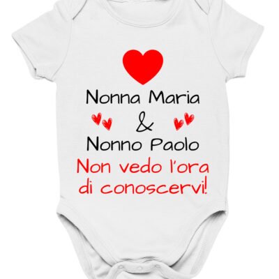 Body Nonno Nonna neonato PERSONALIZZABILE Non vedo l'ora di conoscervi