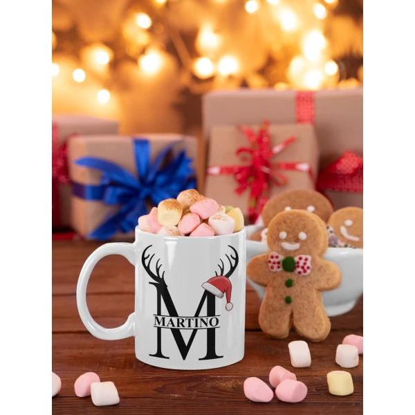 Tazza Natale PERSONALIZZABILE con Iniziale e Nome - Scegli la tua Iniziale - Mug Natalizia in ceramica - immagine 4