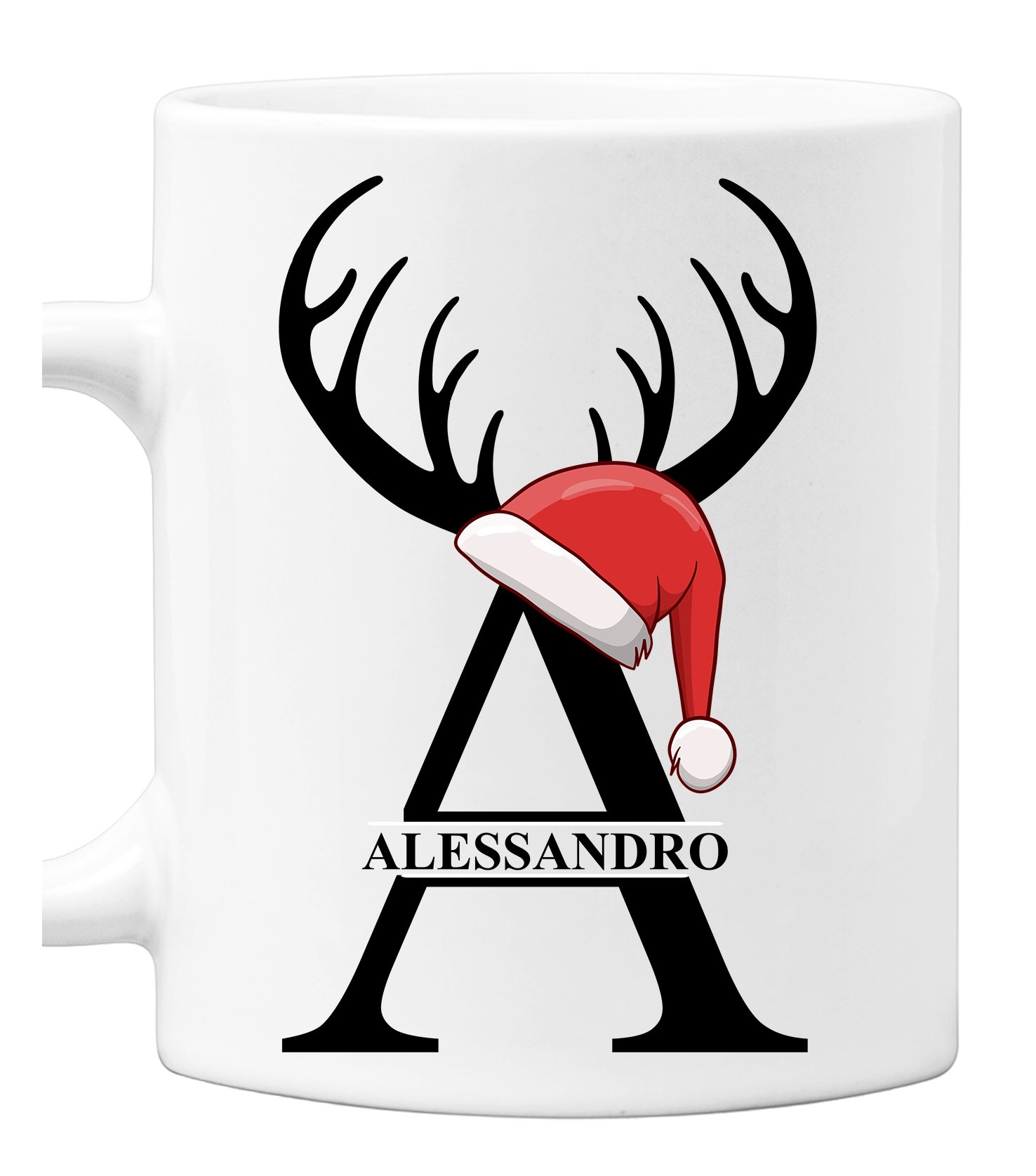 Colorfamily Tazza Natale Personalizzabile Con Iniziale 'E' | Mug Ceramica 11oz | Regalo Con Nome