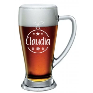 Boccale Birra 38 cl Personalizzabile con Nome con Incisione Pallina Natale Birra 38 cl Divertente Idea Regalo Natale Compleanno Anniversario