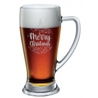 Boccale Birra 38 cl con Incisione Merry Christmas Birra 38 cl Divertente Idea Regalo Natale Compleanno Anniversario