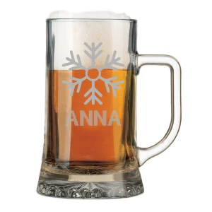 Boccale Birra 50 cl Personalizzabile con Nome con Incisione Fiocco Neve Birra 50 cl Divertente Idea Regalo Natale Compleanno Anniversario