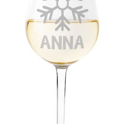 Calice Vino 50 cl Personalizzabile con Nome con Incisione Fiocco Neve Vino 50 cl Divertente Idea Regalo Natale Compleanno Anniversario