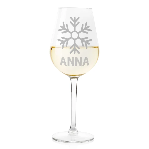Calice Vino 50 cl Personalizzabile con Nome con Incisione Fiocco Neve Vino 50 cl Divertente Idea Regalo Natale Compleanno Anniversario