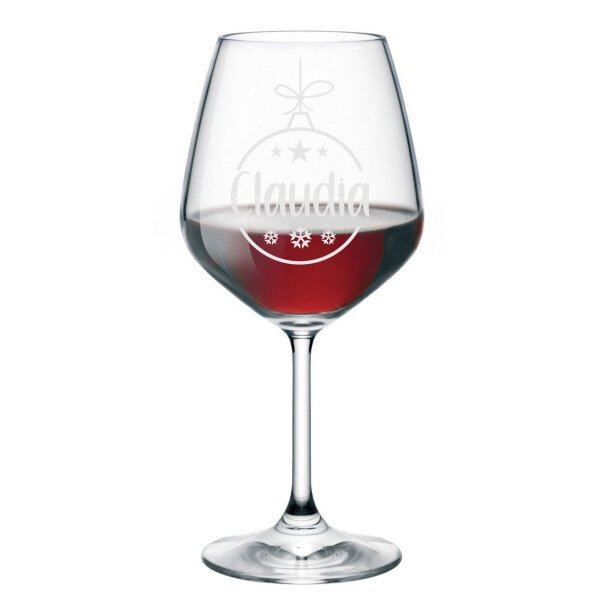 Calice Vino 50 cl Personalizzabile con Nome con Incisione Pallina Natale Vino 50 cl Divertente Idea Regalo Natale Compleanno Anniversario - immagine 3