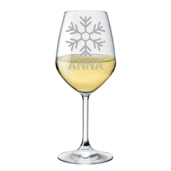 Calice Vino 50 cl Personalizzabile con Nome con Incisione Fiocco Neve Vino 50 cl Divertente Idea Regalo Natale Compleanno Anniversario - immagine 4