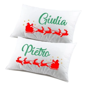 Regalo Natale federe Natalizie Coppia di federe Personalizzabili matrimoniali Divertenti renne Natale Personalizza con Nome