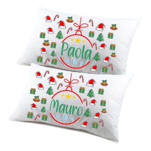 Regalo Natale federe Natalizie Coppia di federe Personalizzabili matrimoniali Divertenti Decorazioni Natale Personalizza con Nome