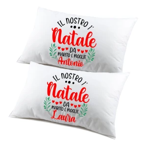 Regalo Natale federe Natalizie Coppia di federe Personalizzabili matrimoniali Divertenti primo Natale da marito e moglie Personalizza con Nome