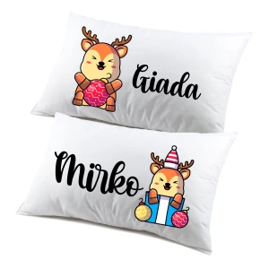 Regalo Natale federe Natalizie Coppia di federe Personalizzabili matrimoniali Divertenti Baby Renne Personalizza con Nome
