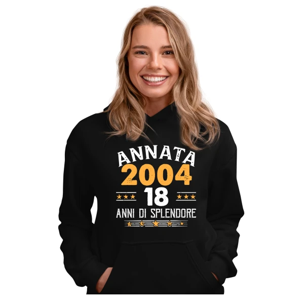Felpa Donna Idea Regalo Compleanno Annata Anno Personalizzabile 18 anni di splendore