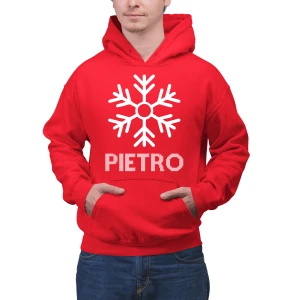 Felpa Uomo Donna PERSONALIZZABILE con nome Natale Natalizia Fiocco Neve