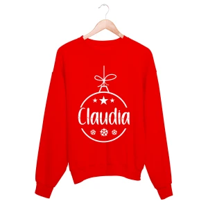 Felpa Girocollo PERSONALIZZABILE Natale Natalizia Pallina Natale Unisex