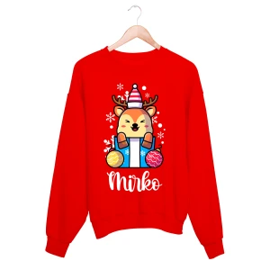Felpa Girocollo PERSONALIZZABILE con nome Natale Natalizia Baby Renna regalo Unisex