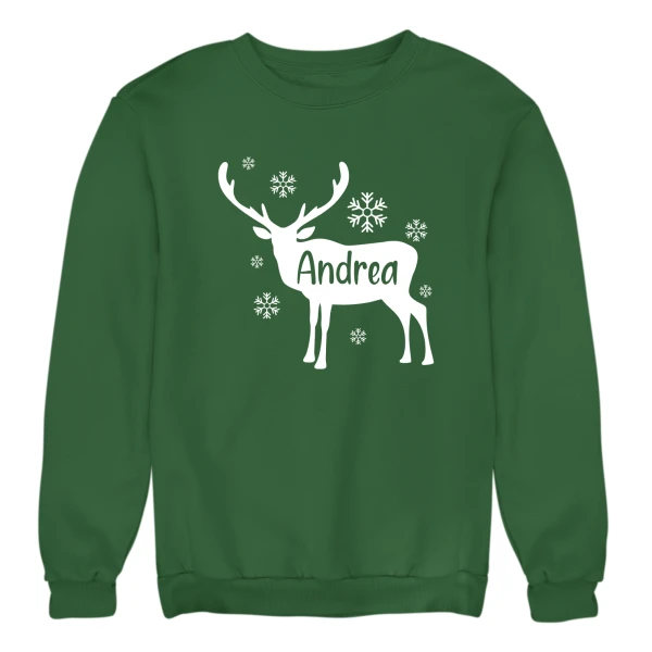 Coppia Felpe Girocollo Natale Natalizie PERSONALIZZABILI CON NOME lui e lei Renne Amore Unisex - immagine 4