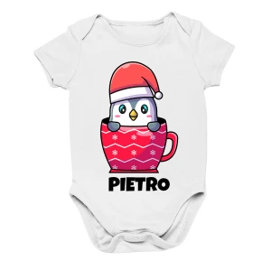 Body Neonato Natale PERSONALIZZABILE con nome Pinguino divertente