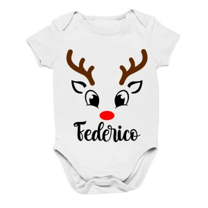 Body Neonato Natale PERSONALIZZABILE con nome Renna divertente