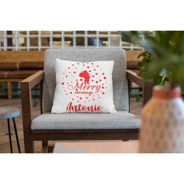 Cuscino Natale PERSONALIZZABILE Merry Christmas con nome 40x40 cm Idea regalo Natale - immagine 4