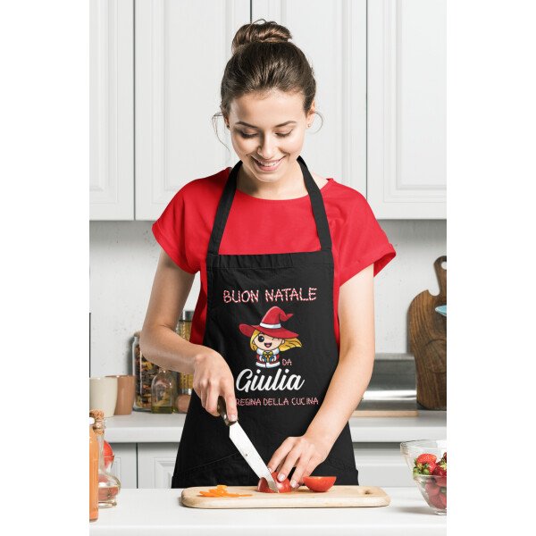 Grembiule da Cucina PERSONALIZZABILE Natale Natalizio divertente Buon Natale dalla regina della cucina Idea Regalo - immagine 4