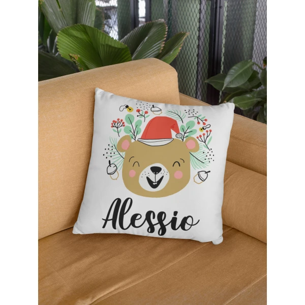 Cuscino Natale PERSONALIZZABILE Orsetto con nome 40x40 cm Idea regalo Natale - immagine 6