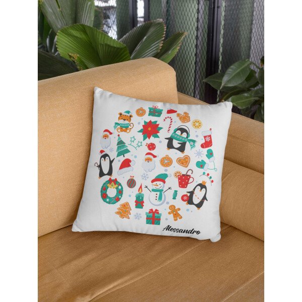 Cuscino Natale PERSONALIZZABILE Decorazioni Natalizie con nome 40x40 cm Idea regalo Natale - immagine 6