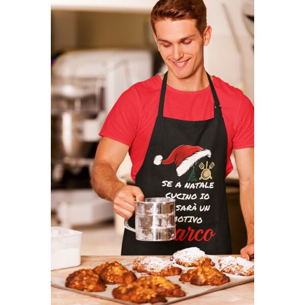 Grembiule da Cucina PERSONALIZZABILE Natale Natalizio divertente Se a Natale cucino io ci sarà un motivo Idea Regalo - immagine 6