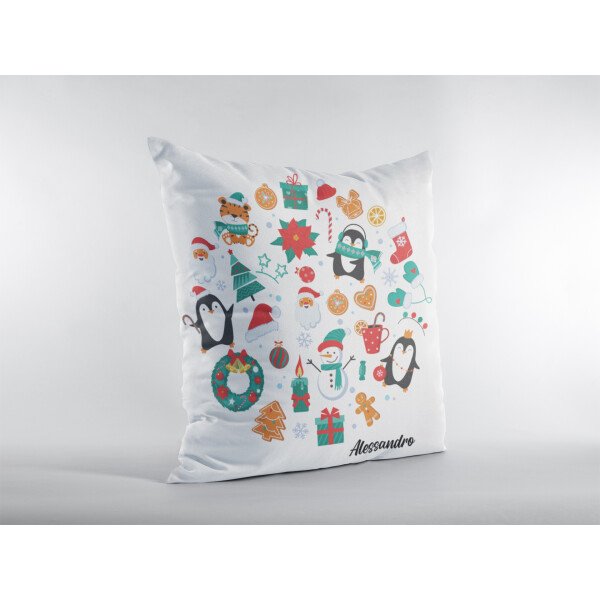 Cuscino Natale PERSONALIZZABILE Decorazioni Natalizie con nome 40x40 cm Idea regalo Natale - immagine 2