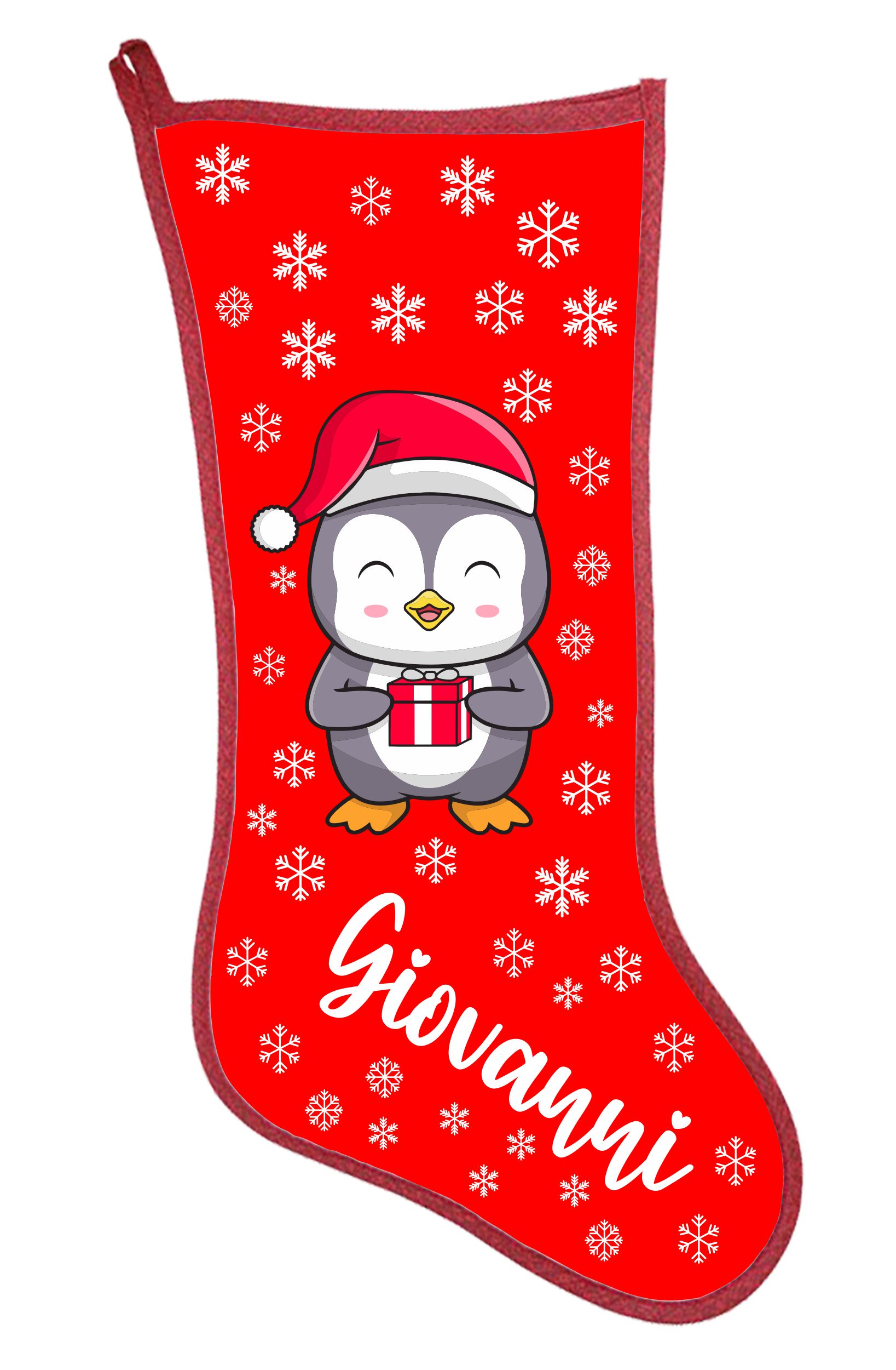 Calza Befana Personalizzata con nome Pinguino Idea Regalo Natale