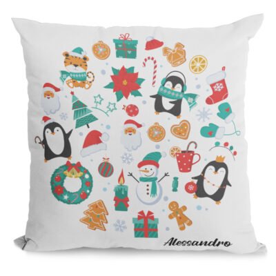 Cuscino Natale PERSONALIZZABILE Decorazioni Natalizie con nome 40x40 cm Idea regalo Natale