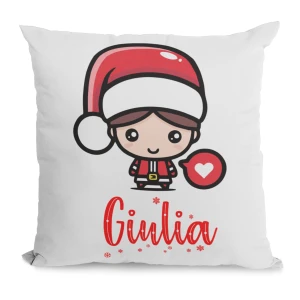 Cuscino Natale PERSONALIZZABILE Mini Babbo Natale con nome 40x40 cm Idea regalo Natale