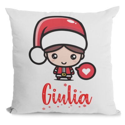 Cuscino Natale PERSONALIZZABILE Mini Babbo Natale con nome 40x40 cm Idea regalo Natale