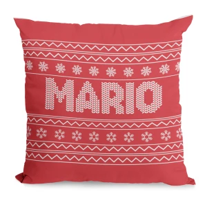 Cuscino Natale PERSONALIZZABILE con nome Fantasia Rossa 40x40 cm Idea regalo Natale