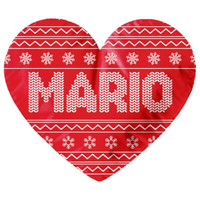 Cuscino a cuore Natale PERSONALIZZABILE con nome Fantasia Rossa Idea regalo Natale